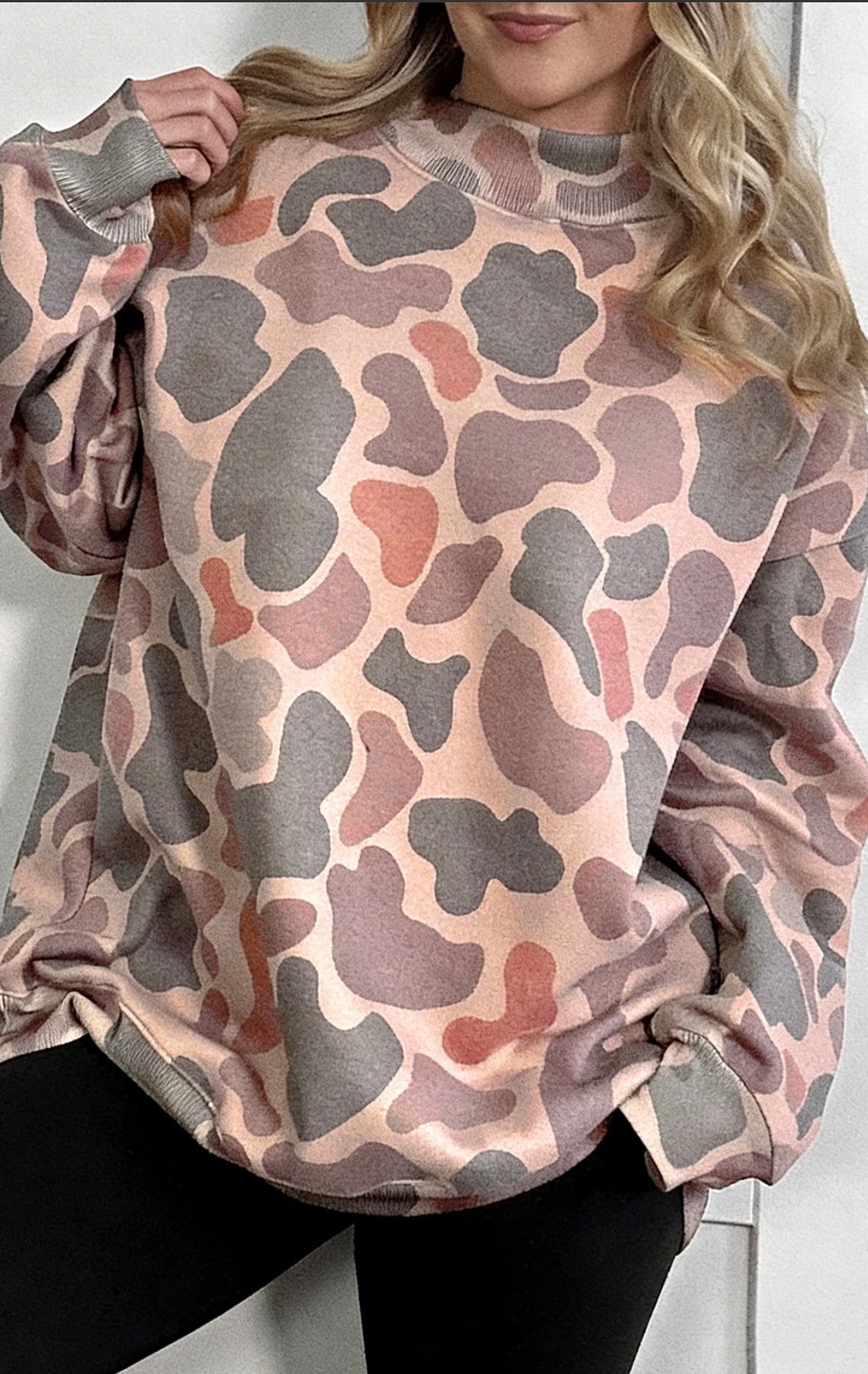 Camo mock neck