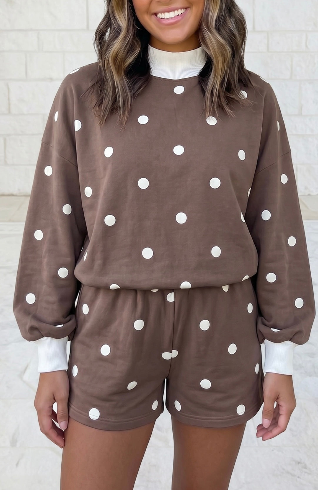 Polka dot short set